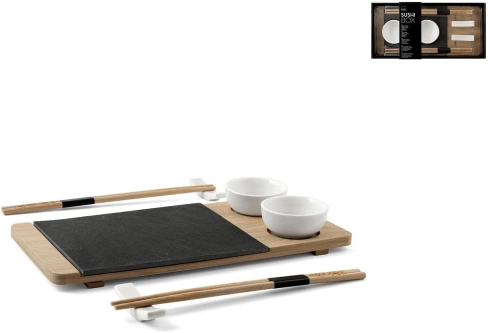 H&H 50489 Sushi Schiefer und Bambus, 14 x 30 cm, 10 Stück