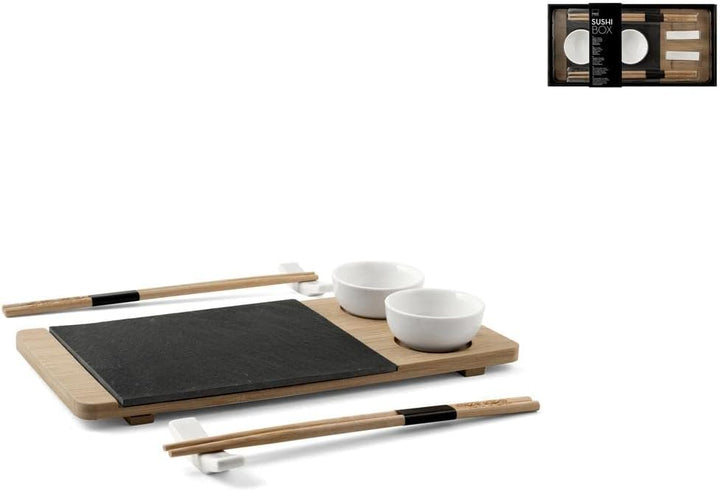 H&H 50489 Sushi Schiefer und Bambus, 14 x 30 cm, 10 Stück