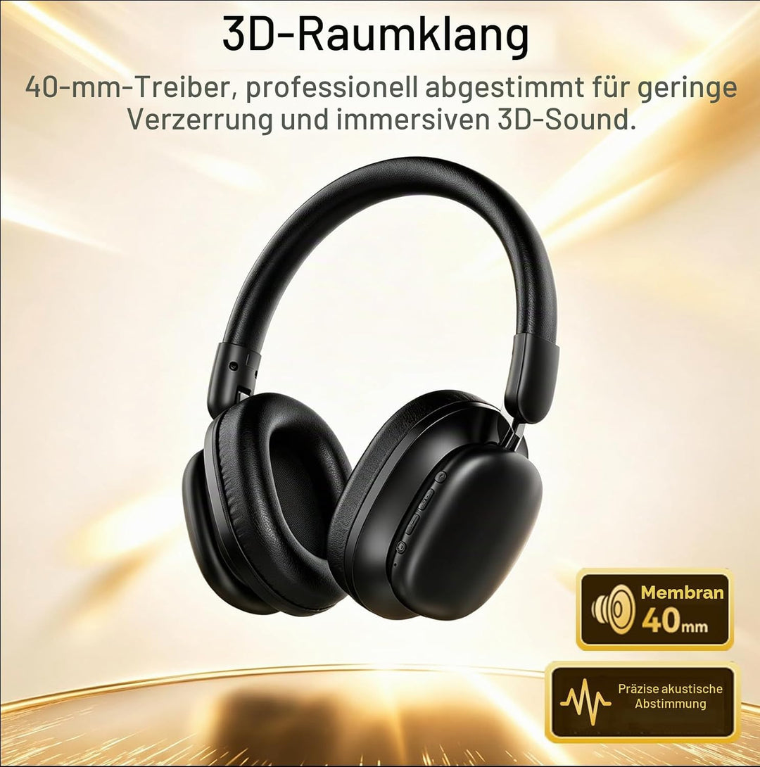 Over Ear Kopfhörer Bluetooth mit High-Resolution Audio, 100 Std. Akkulaufzeit, faltbare Bluetooth 5.