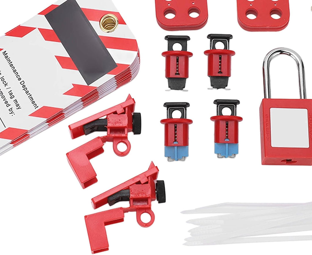 Cocoarm Elektrisches Sperr-Tagout-Set, Loto-Klemmen für Leistungsschalter, mit Vorhängeschloss, Anhä