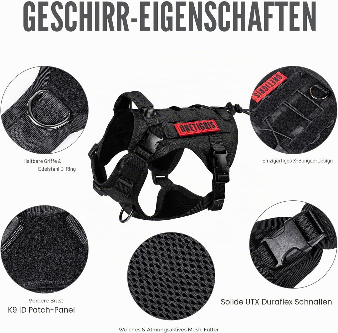 OneTigris Taktische Hundeweste Service Hundegeschirr MOLLE Hundeausbildung Geschirr 1000D Nylon (XL,