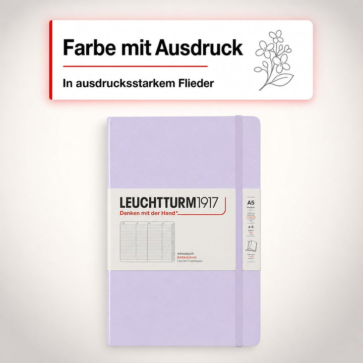 LEUCHTTURM1917 370359 Adressbuch Medium (A5), Hardcover, Lilac Lilac Medium (A5), Lilac Medium (A5)