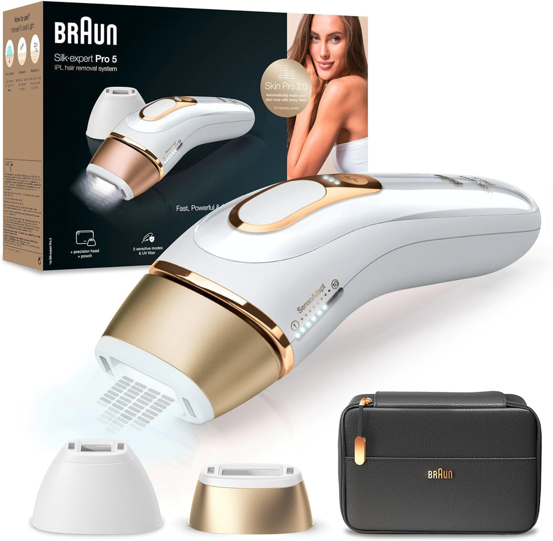 Braun IPL Silk Expert Pro 5 Haarentfernungsgerät Damen/Herren, 2 Aufsätze, sichtbare Haarentfernung,