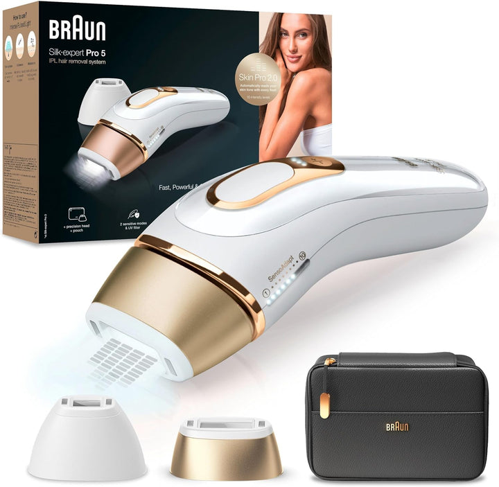 Braun IPL Silk Expert Pro 5 Haarentfernungsgerät Damen/Herren, 2 Aufsätze, sichtbare Haarentfernung,