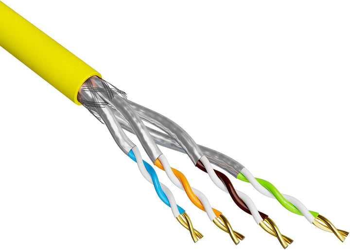 HB-DIGITAL 100m CAT.7a Netzwerkkabel Gelb Verlegekabel Ethernet LAN AWG23 Reines Kupfer S/FTP PiMF L