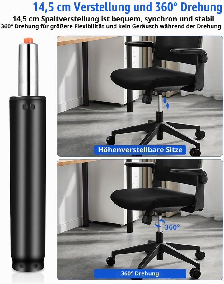 Gasdruckfeder Bürostuhl, Ersatz Gasdruckdämpfer Zylinder, 310mm-455mm, 450KG, Mit 5 Rollen, Für Offi