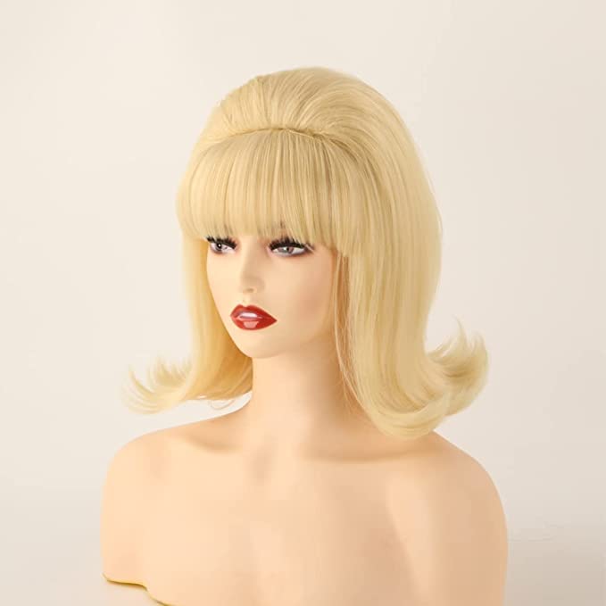 MORTICIA Damen Flip Perücke 70er Jahre Pinup Pelucas 60er Jahre Retro Beehive Stil Vintage Look Bett