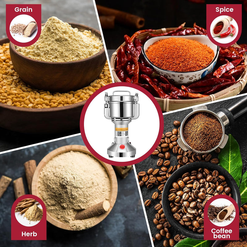 Kotsy Tragbare Getreidemühle ,Herb Grain Spice Getreidemühle Mühle Mehl Pulver Maschine 220 V,3 Klin