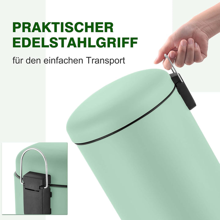 Ribelli 30L Mülleimer aus Edelstahl, Treteimer mit Inneneimer, Soft Closing Mülltrennung Abfalleimer