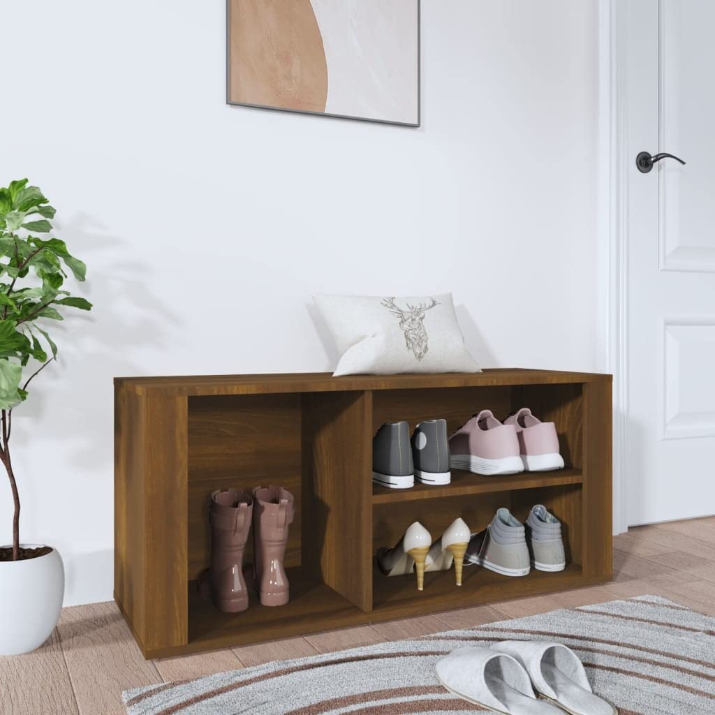 Schuhschrank aus Holzwerkstoff 100x35x45cm Braun Eichen-Optik Schuhschrank Holz Flurschrank Lagersch