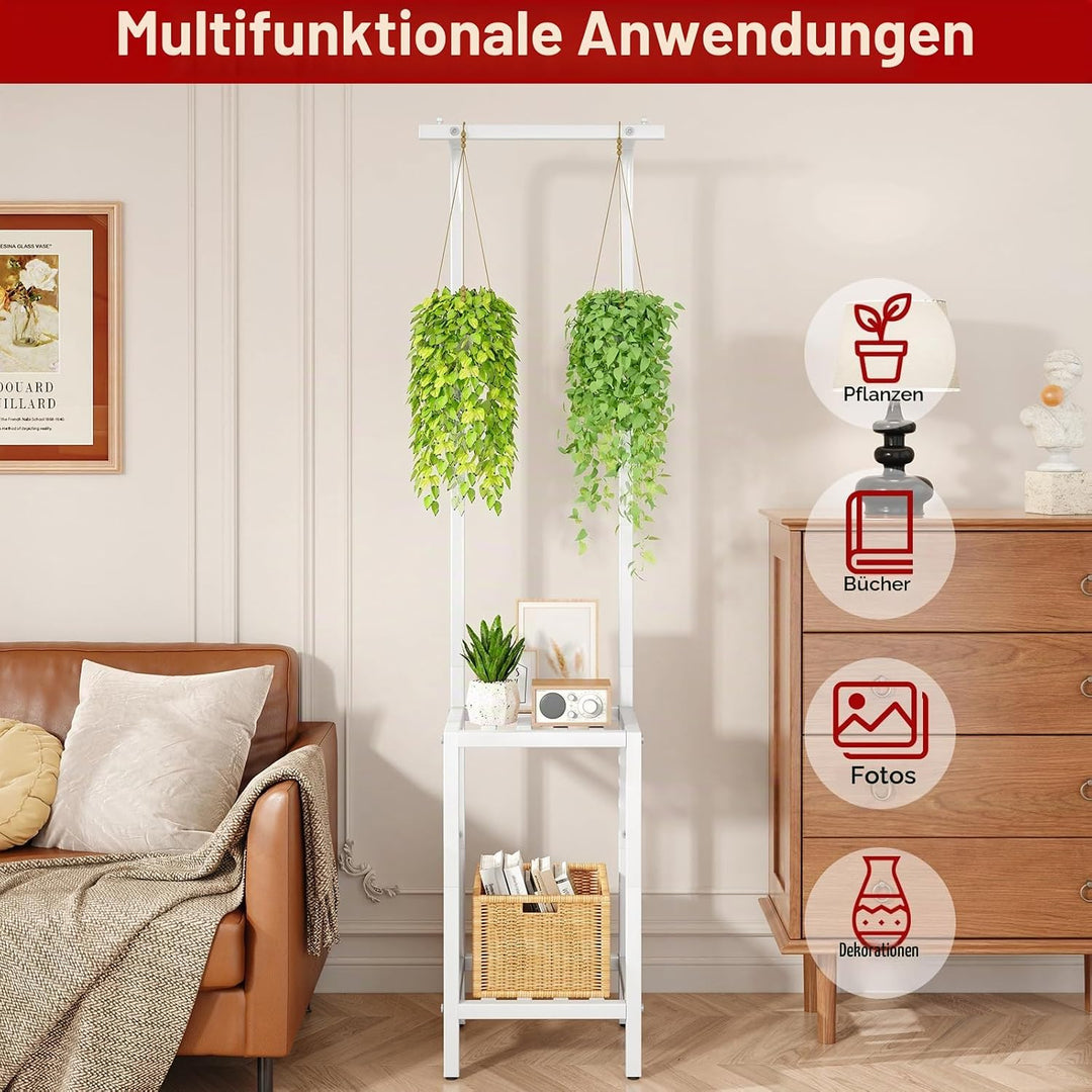 IBUYKE 170cm Hoch Pflanzenständer für Innen Aussen, 3 Etagen Metall Hängendes Blumenregal für Mehrer