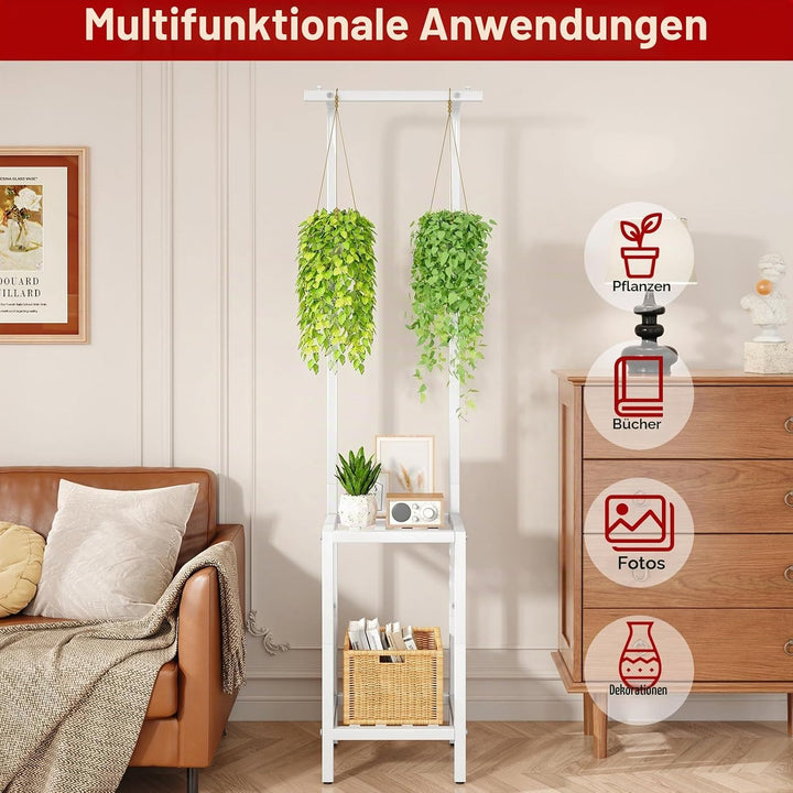 IBUYKE 170cm Hoch Pflanzenständer für Innen Aussen, 3 Etagen Metall Hängendes Blumenregal für Mehrer