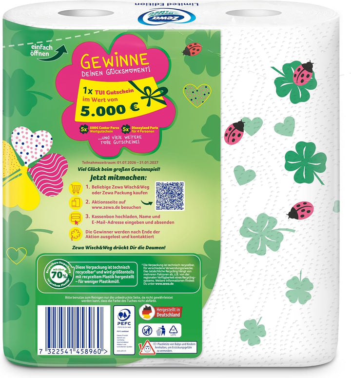 Zewa WischundWeg Limited Edition Küchenrolle, Grosspackung, Hell, 9 x 2 Stück Limited Edition Küchen