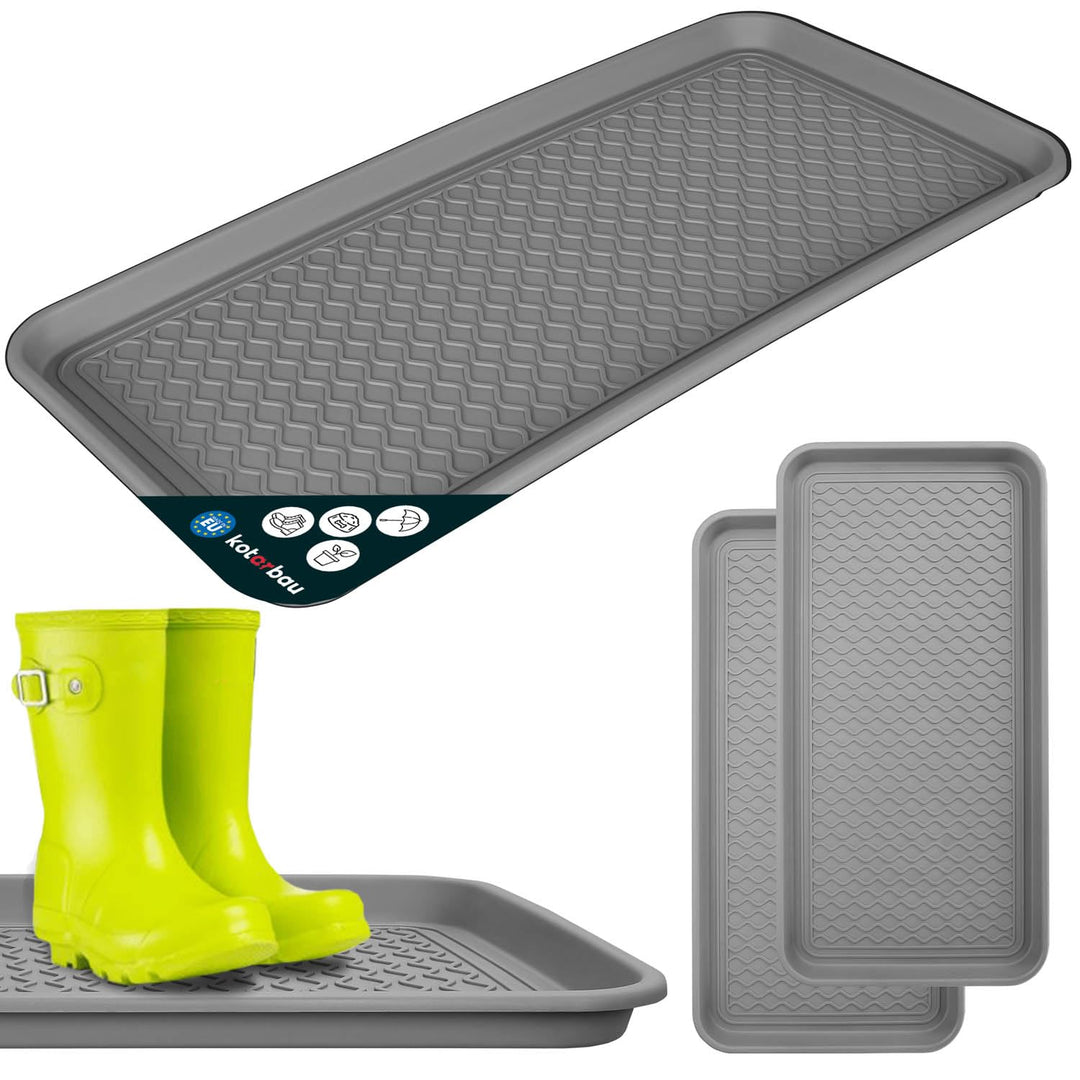 KOTARBAU® 2er Set Schuhabtropfschale 38x76cm Abtropfmatte Schuhe Grau Schuhmatte Abtropfmatte Kunsts