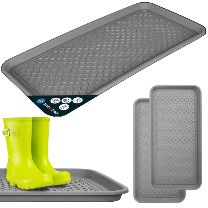 KOTARBAU® 2er Set Schuhabtropfschale 38x76cm Abtropfmatte Schuhe Grau Schuhmatte Abtropfmatte Kunsts