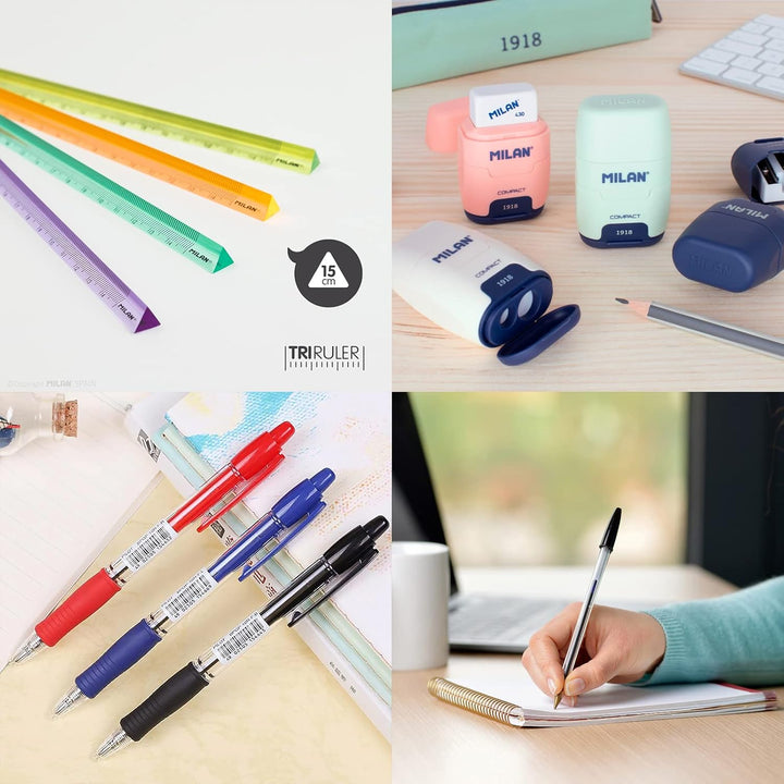 ColePack Design - Set aus Dreifach-Schulmappe mit 3 Reissverschlüssen und Schulbedarf der Top-Marken