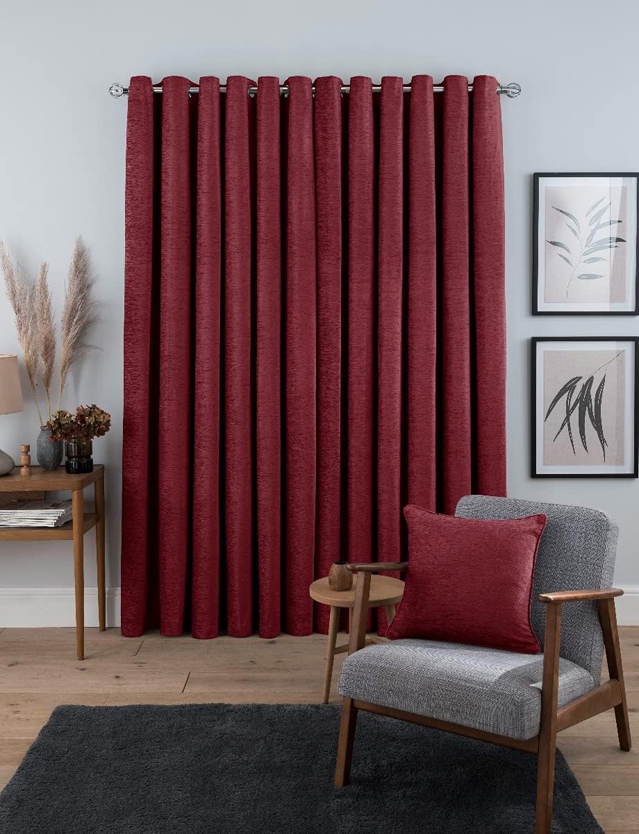 Sleepdown Vorhänge mit Ösen, Chenille, gefüttert, für Schlafzimmer und Wohnzimmer, 117,8 x 137,2 cm,