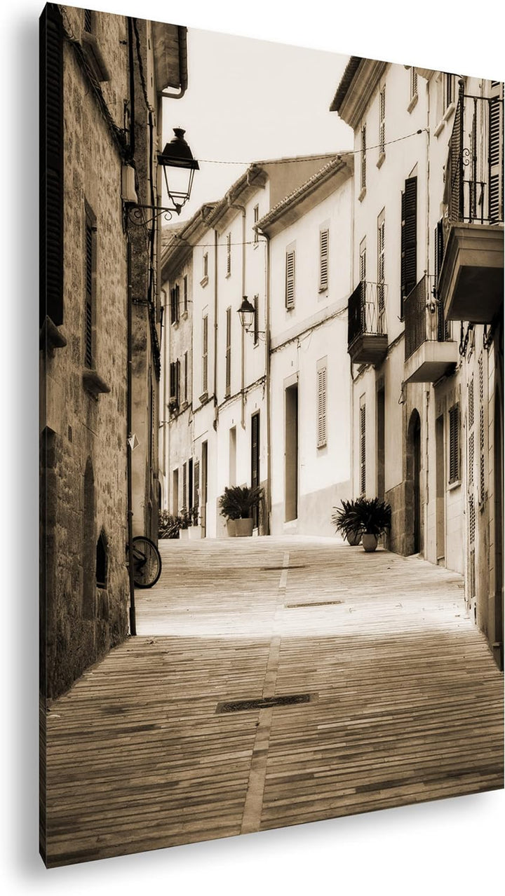 Fussweg in der Altstadt Format: 60x40 cm Effekt: Sepia als Leinwandbild, Motiv fertig gerahmt auf Ec