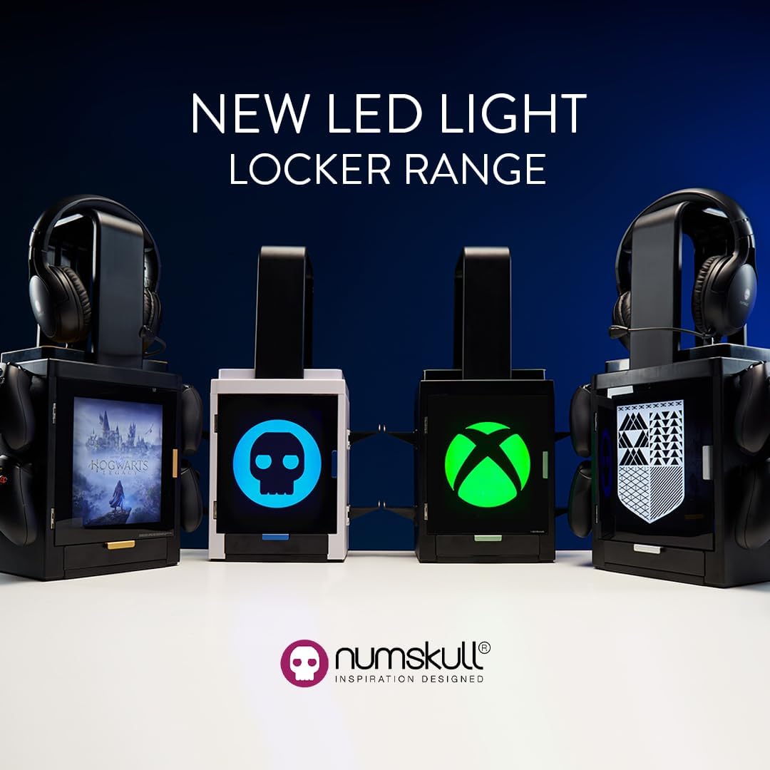 numskull Offizieller Xbox LED-Licht Gaming-Schrank, Controller-Halter und Headset-Ständer für PS4/PS