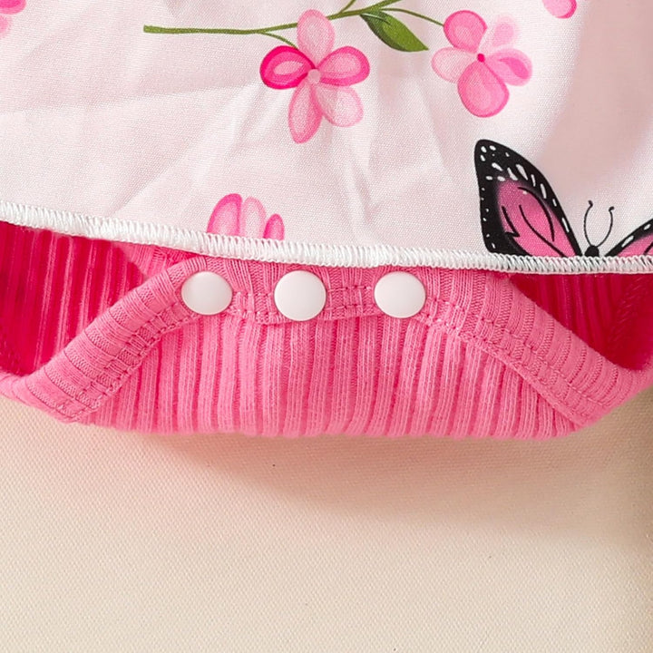 Neugeborenes Baby Mädchen Kleidung Sets Rüschen Kurzarm Tops Blumen Hosenträger Shorts mit Stirnband