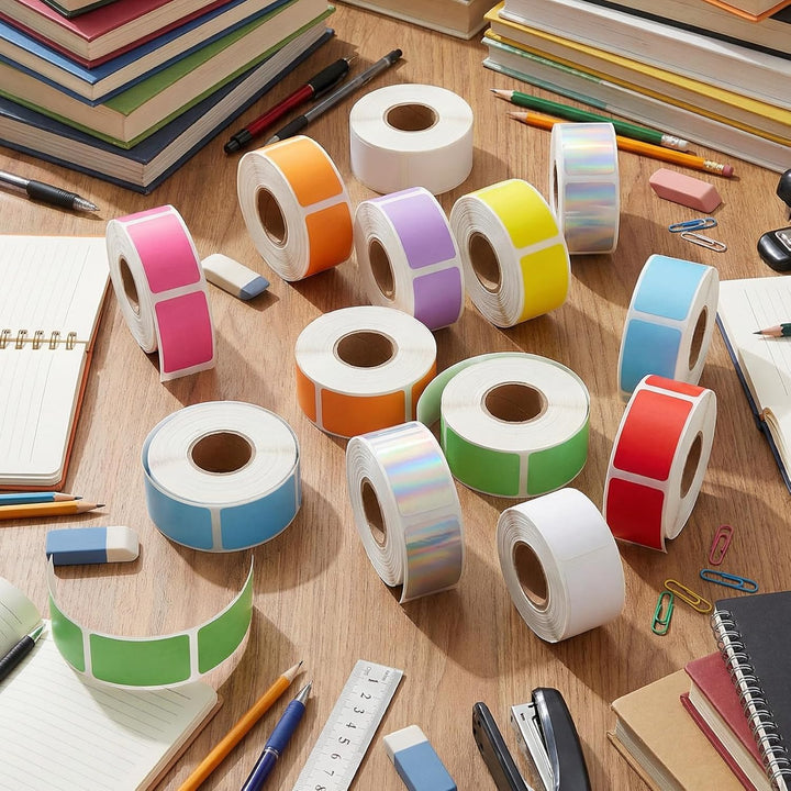12 Rollen Selbstklebend Etikettenband, Thermal Label Tape, 12×40mm×160 Blatt × 1 Rollen Thermoetiket