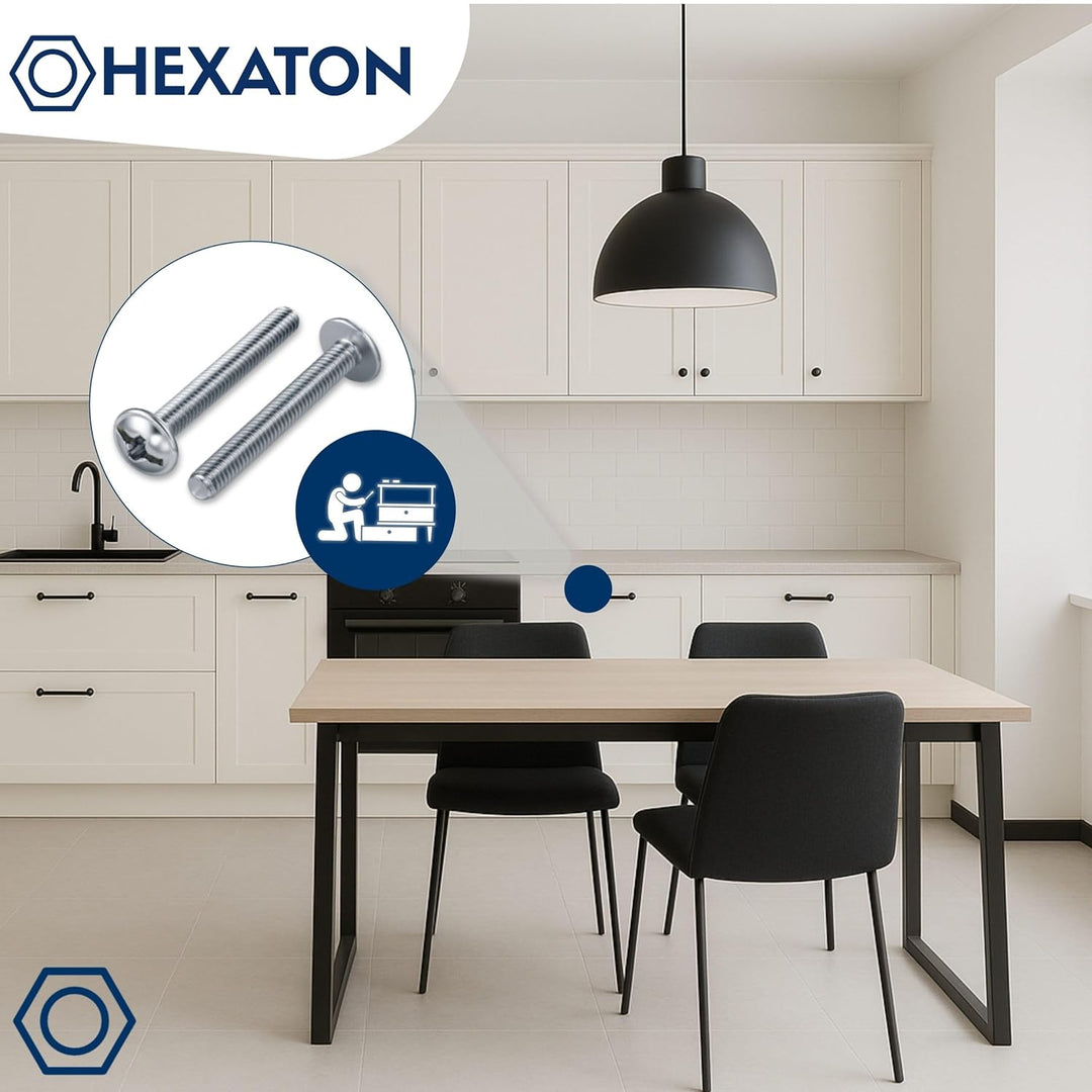 HEXATON Kreuzschlitzschrauben mit Linsenkopf mit Flansch Pozidriv – M4 x 43 mm – 100 Stück – DIN 967