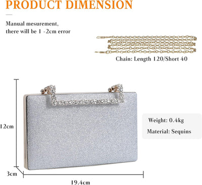 CORIOS Clutch Damen Glitzer Abendtasche Funkelnd Schultertasche Hochzeit Brautbörse Handtasche Glänz