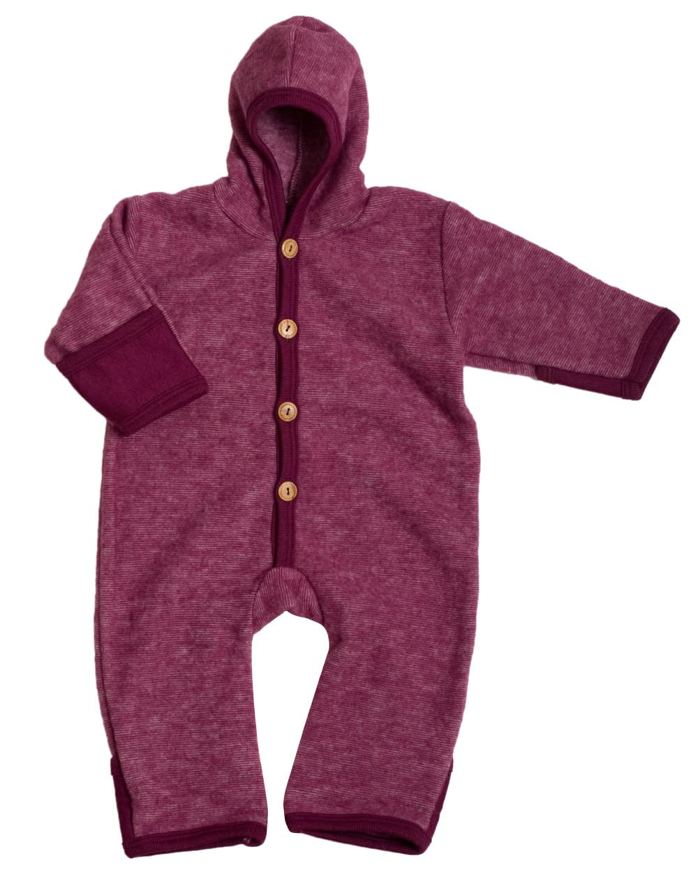 Cosilana, NEU Baby Fleece Overall mit Umschlag, 60% Schurwolle (kbT), 40% Baumwolle (KBA) Weinrot Me