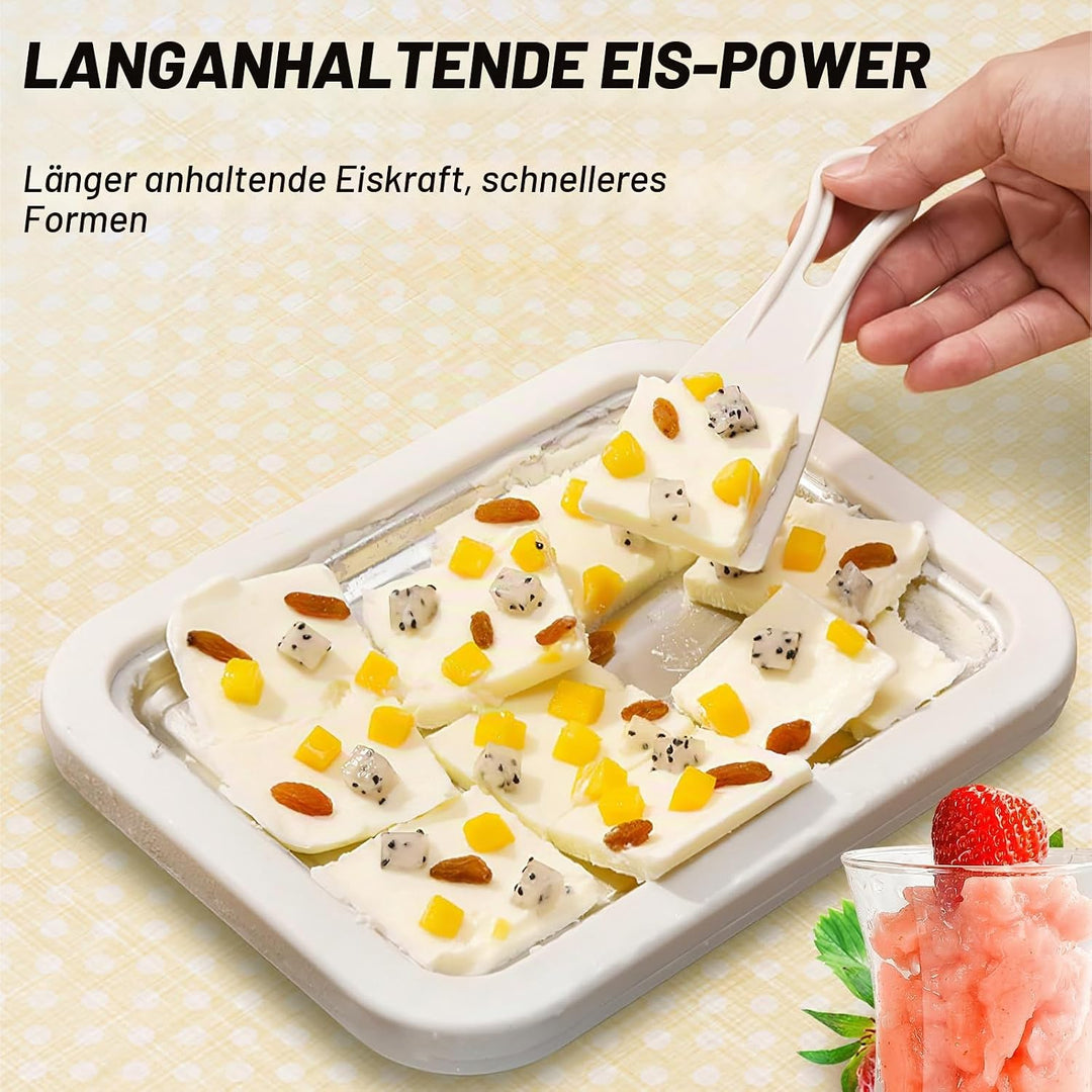 Rolled Ice Cream Maker, ZoneYan Eisplatte zum Eis Machen mit 2 Spateln, Eiscreme Roller Maker Pan, I