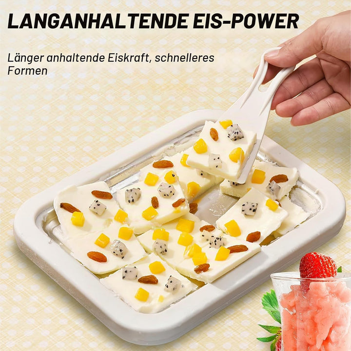 Rolled Ice Cream Maker, ZoneYan Eisplatte zum Eis Machen mit 2 Spateln, Eiscreme Roller Maker Pan, I