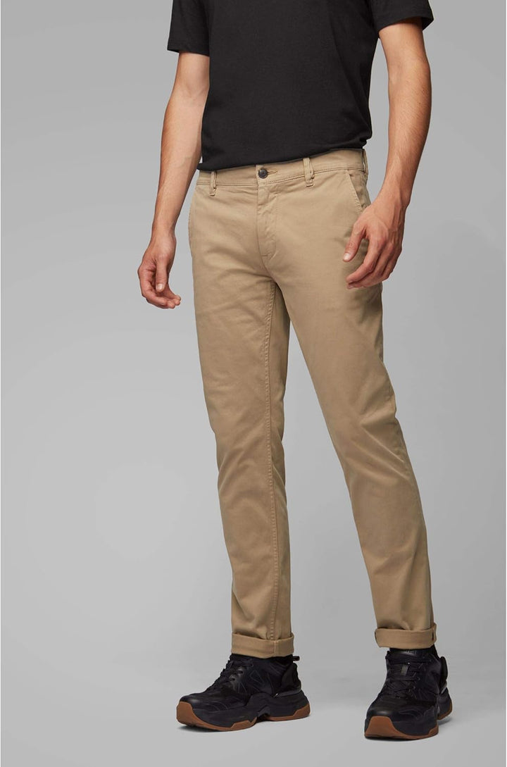 BOSS Herren Schino-Slim D Slim-Fit Hose aus elastischem Baumwoll-Satin 32 Light/Pastel Brown239, 32