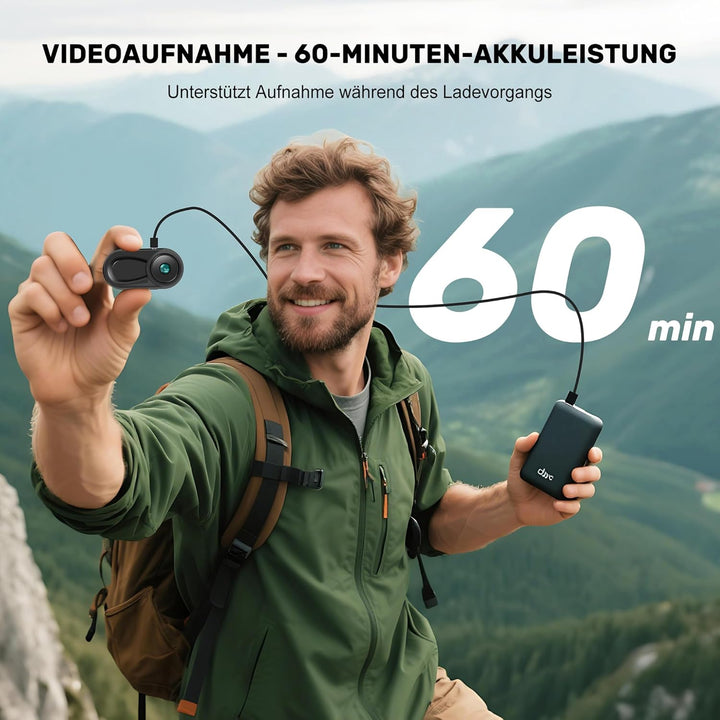 360°Action Cam 1080P Magnetische Taschen-Daumenkamera 120° Weitwinkel Action Kamera, Motorrad Bodyca