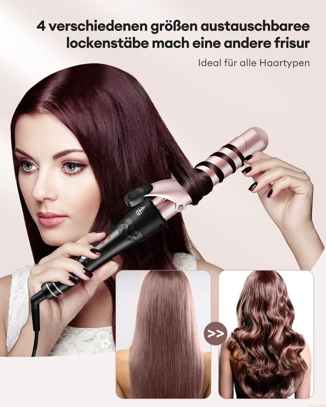 CkeyiN Lockenstab Set 4 in 1 Multifunktions Austauschbare Keramikbeschichtung Curling Iron Lockenwic