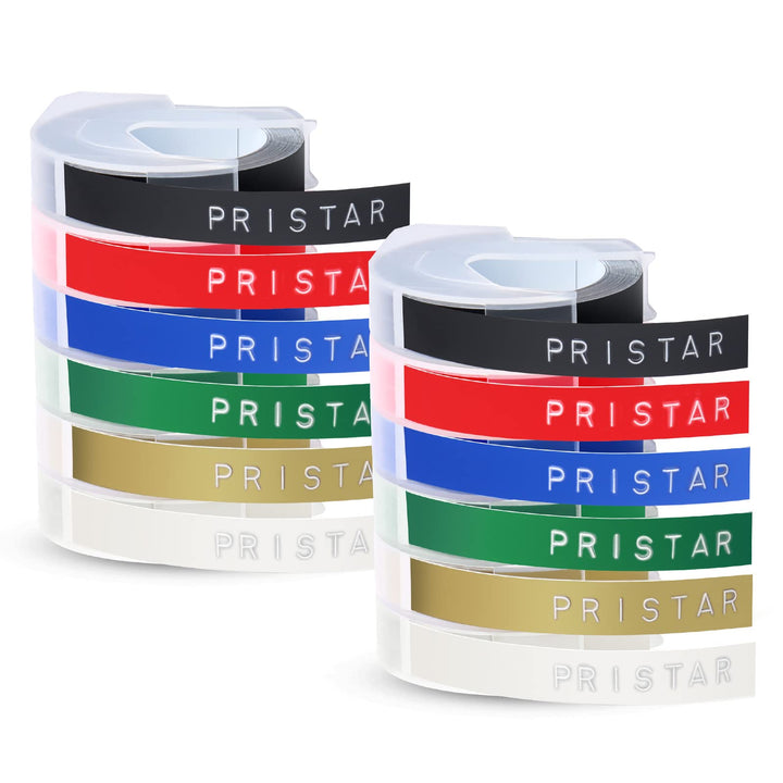 Pristar Kompatible Prägeband für Dynmo 3D Kunststoff Prägebändern Etikettenband 9mm x 3m für Dynmo O