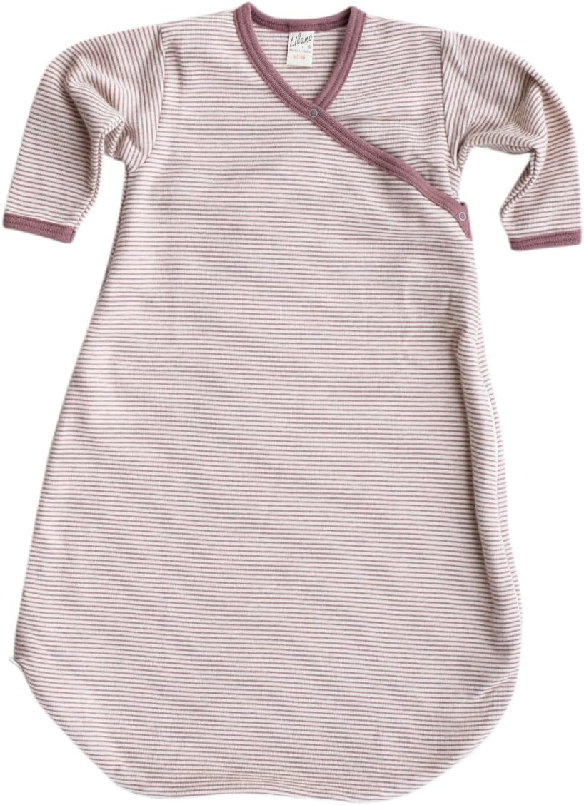 Lilano, Wickelsack Ringel, 70% Wolle (kbT), 30% Seide, 210 gr./m² Mauve/Natur 86-92, Mauve/Natur 86-