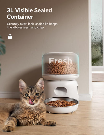 FEELNEEDY Futterautomat für Katze mit APP, 2.4G WiFi Katze Futterautomat, Bis zu 10 Mahlzeiten pro T