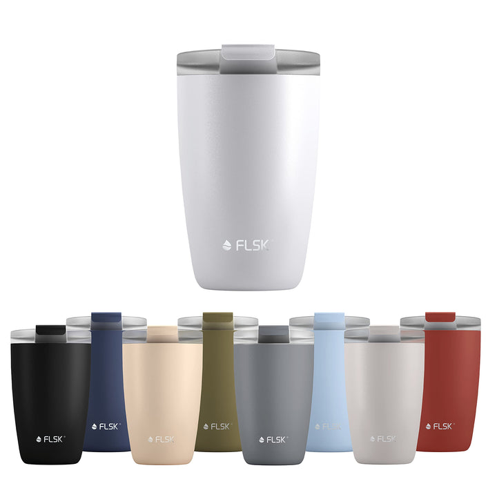 FLSK CUP Coffee to go-Becher (350 ml) • Kaffeebecher aus Edelstahl • Mehrwegbecher für unterwegs • T