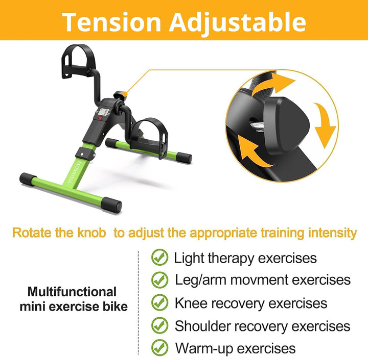 Mini Fahrrad Pedal Trainer für Arm- und Beintrainer Heimtrainer mit LCD-Monitor Grün, Grün