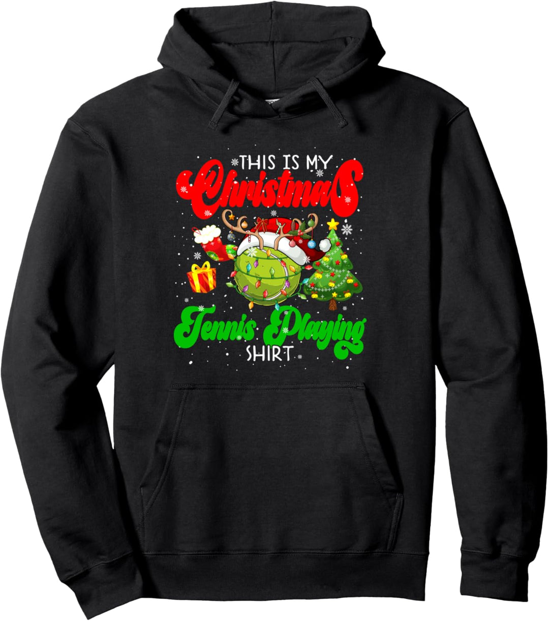 Weihnachten Tennis spielen Shirt Santa Elf Tennis Ballspieler Pullover Hoodie