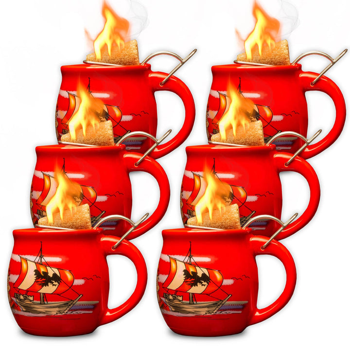 Feuerzangentasse 6er im Karton, Rot/Störtebeker - für Feuerzangenbowle Rot / Störtebeker, Rot / Stör