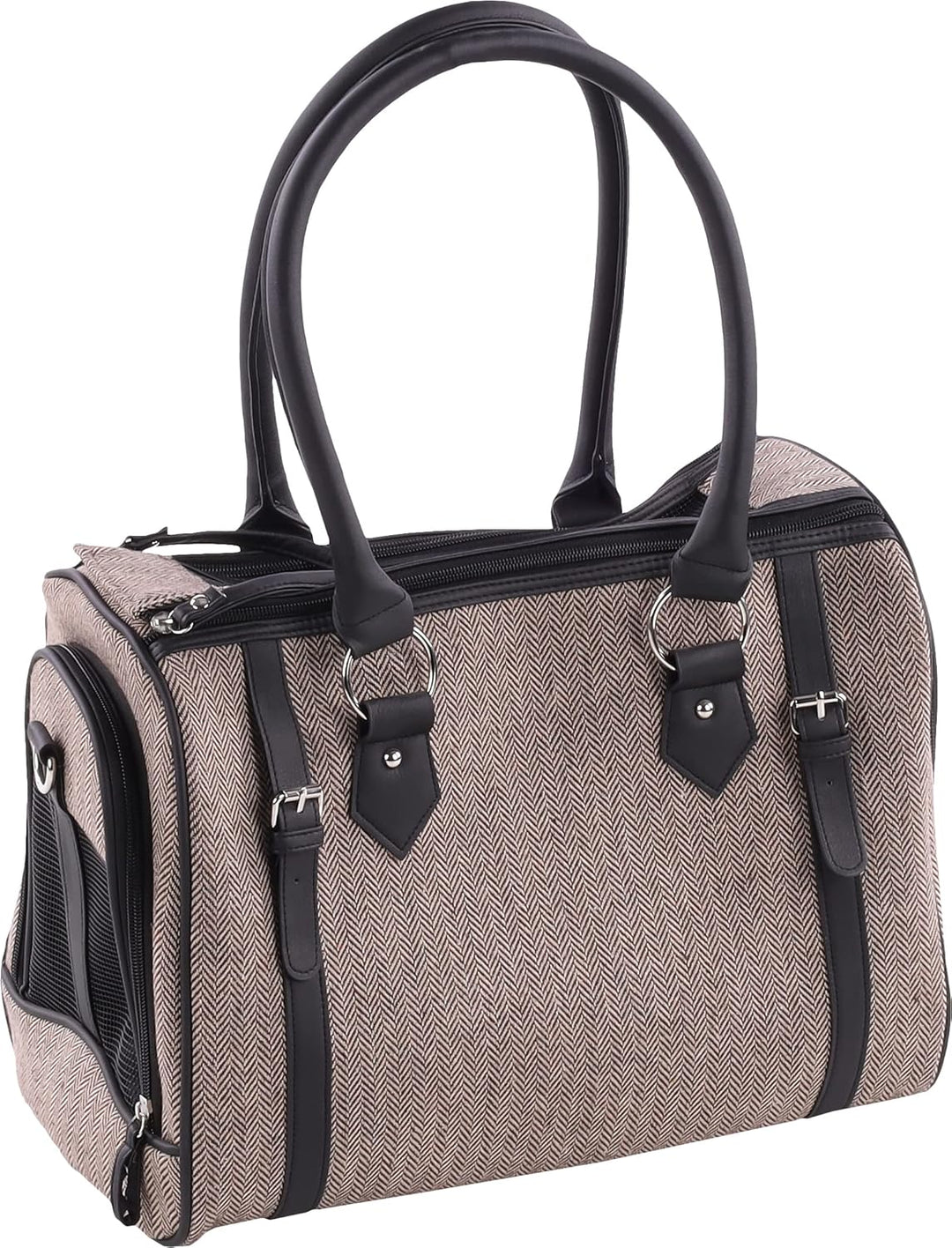 Hundetasche - Tragetasche Tatjana Braun – 37x24x31cm – Textil – Abnehmbarer Boden – Belüftungsnetz –