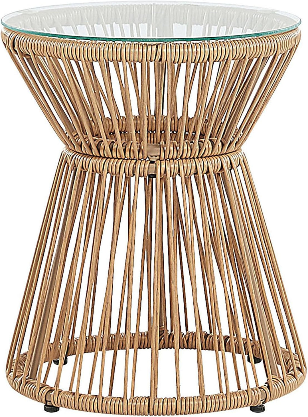 Gemütliches Balkonset Rattan/Stahl 2 Stühle 1 Tisch hellgraue Auflagen Trestina