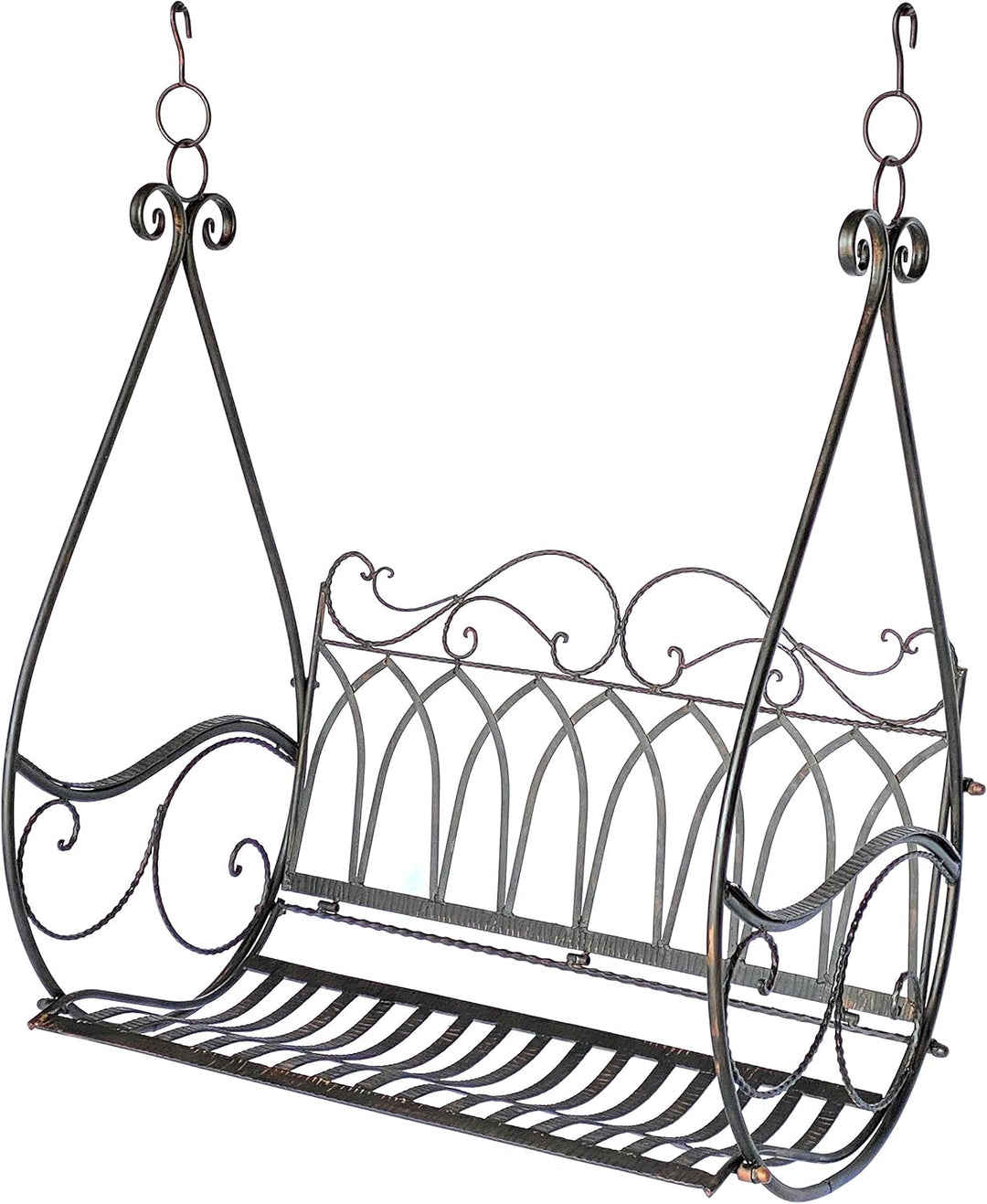 DanDiBo Hängebank Schaukel Metall Braun Wetterfest Gondel Hängesessel 1868 2 Sitzer Gartenbank