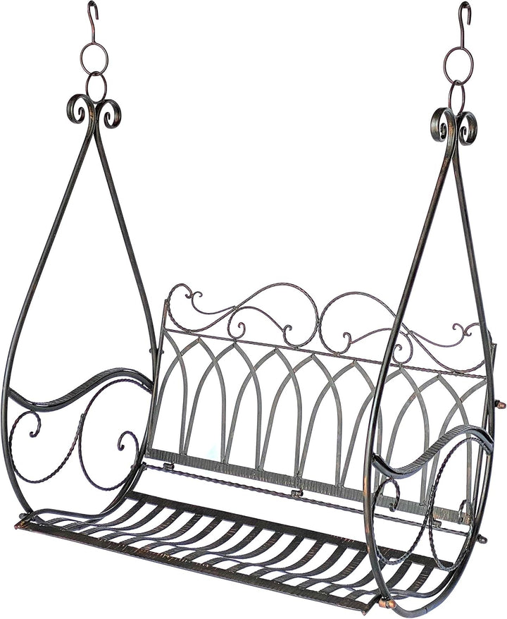 DanDiBo Hängebank Schaukel Metall Braun Wetterfest Gondel Hängesessel 1868 2 Sitzer Gartenbank