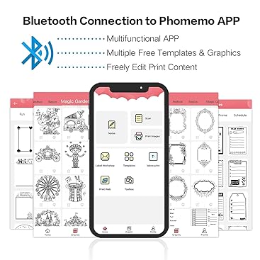 Phomemo M02 Thermodrucker, Mini Drucker für Smartphone Bluetooth Taschendrucker Kompatibel mit Andro