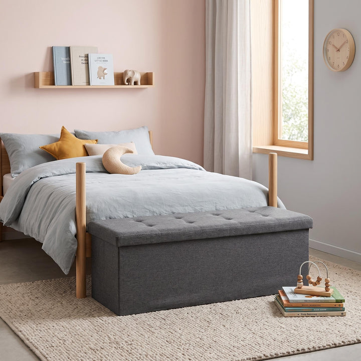 FurnitureR Bank für Kinderzimmer, Ottomane, Stauraum für Kinderspielzeug, Aufbewahrungstruhe innen m