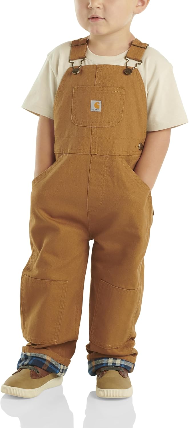 Carhartt Baby Boys' Canvas Overall Flannel Lined, Brown, 24 Months