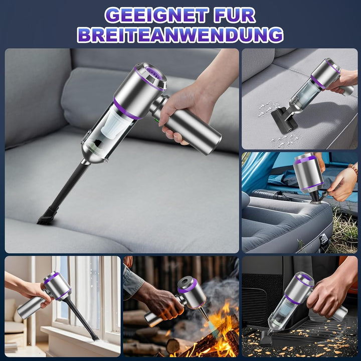 Handstaubsauger Akku,4-in-1 Handstaubsauger, Auto Staubsauger Stark, 25000PA Autostaubsauger Akku Te