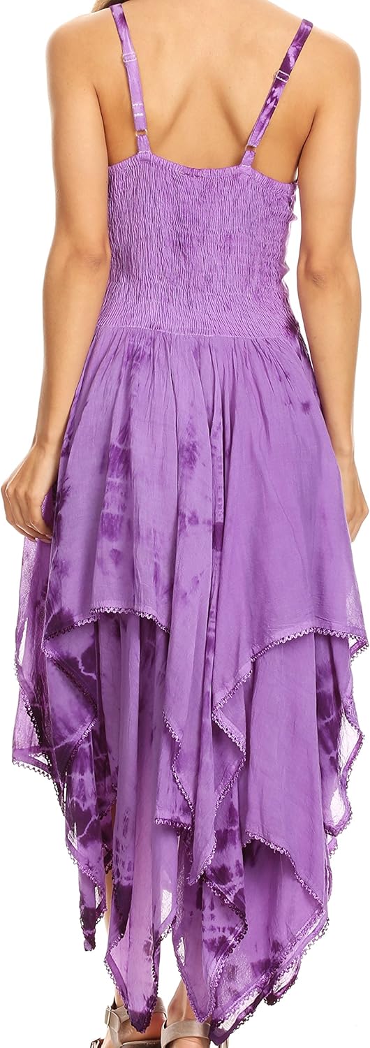 Sakkas 902 Annabella Korsett Bodice Taschentuch Hem Kleid - Lila - One Size Plus