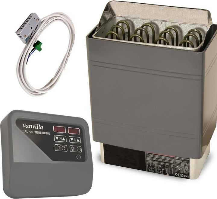 vanvilla Saunaofen 6 KW / 380V, Sauna Ofen inkl. Aussensteuerung